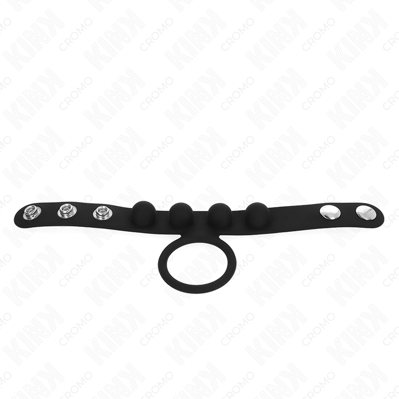 Anello per pene in pelle KINK RING POWER, chiusura a pressione, 3,5 cm di diametro, 23x2 cm, con dettagli in pelle e metallo