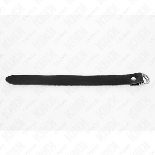 Anello per pene in pelle KINK RING POWER con chiusura a pressione, misura 22 x 2 cm, morbido e regolabile.