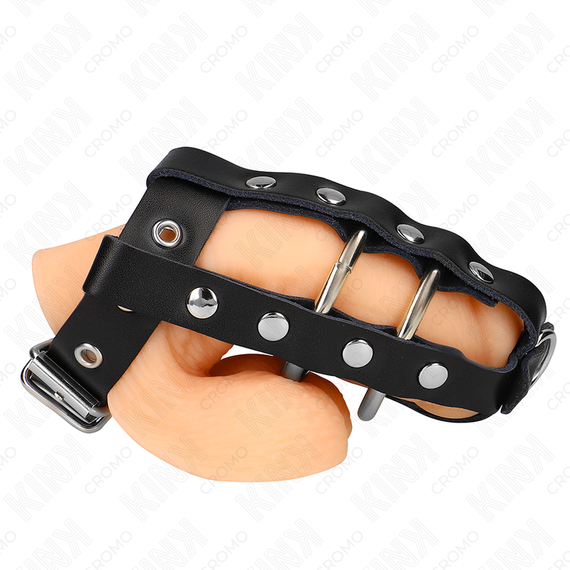 Gabbia per pene regolabile KINK Ring Power con sistema di bloccaggio, in metallo resistente, su sfondo neutro.