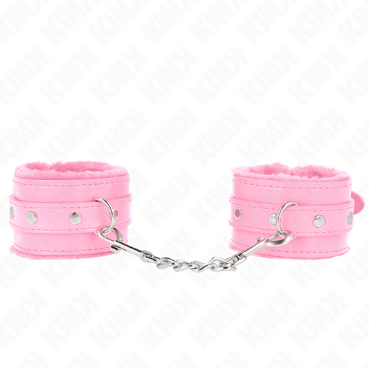 Polsiere KINK Poggipolsì in pelliccia rosa con cinturino regolabile, resistente e morbido, misura 17-29 cm x 6 cm.