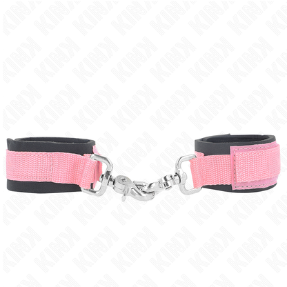 Polsino regolabile in neoprene rosa KINK WRIST RESTRAINT, cinturino elastico 22-34 cm per restrizioni e giochi BDSM.