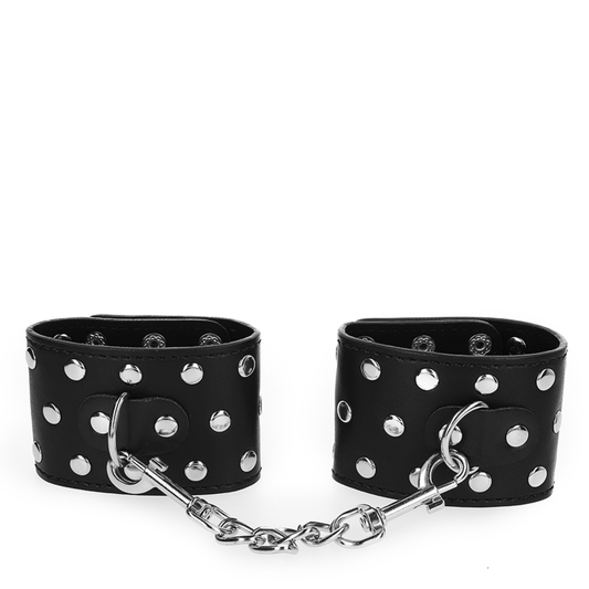 Resistenza da polso KINK con chiusura a scatto, rivetti neri, regolabile 19-24 cm, cintura di 5,5 cm, per giochi BDSM.