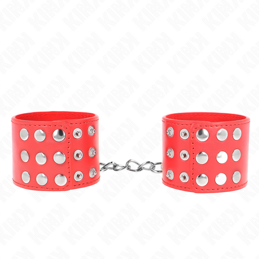 Resistenza da polso KINK con chiusura a scatto rossa, regolabile 19-24 cm, cinturino in pelle con fibbia robusta.