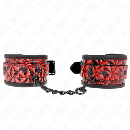 Resistenza da polso KINK con motivo a diamanti rossi, regolabile da 17 a 26 cm, in morbido materiale, decorativa e funzionale.
