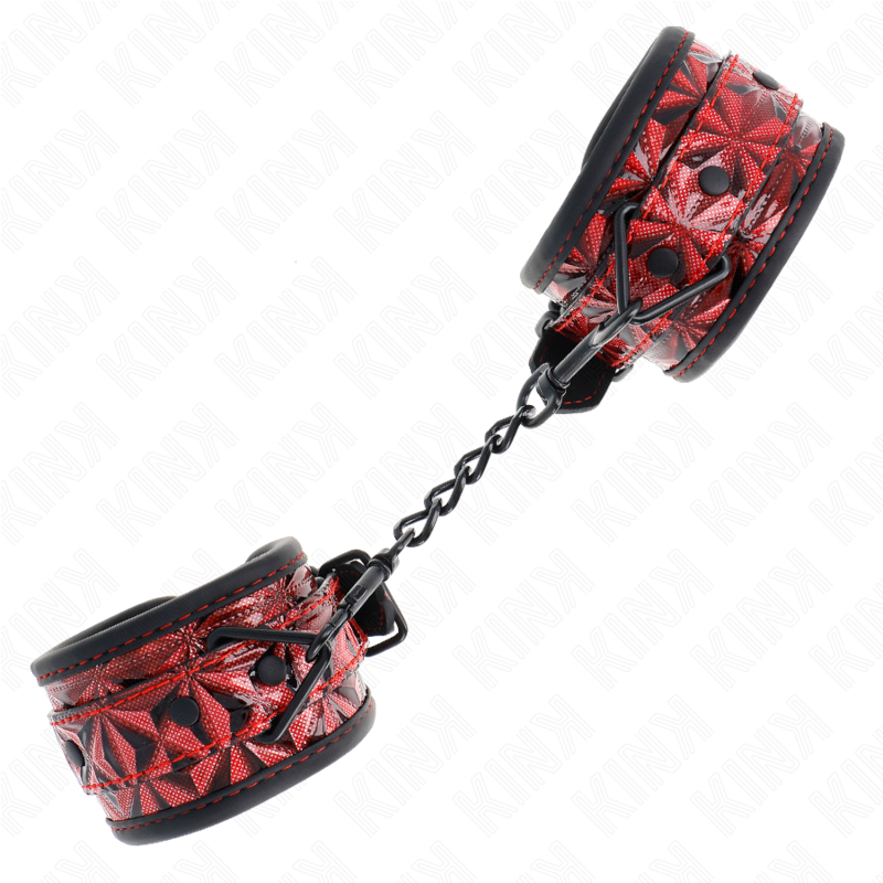 Resistenza da polso KINK con motivo a diamanti rossi scuri, regolabile da 17 a 26 cm, 5,5 cm di larghezza, in pelle.