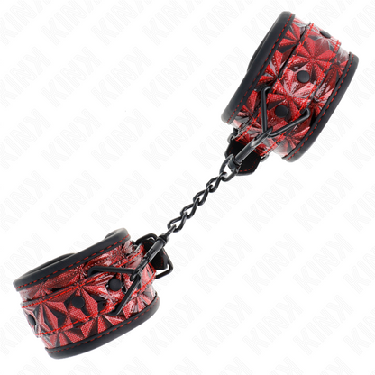 Resistenza da polso KINK con motivo a diamanti rossi scuri, regolabile da 17 a 26 cm, 5,5 cm di larghezza, in pelle.