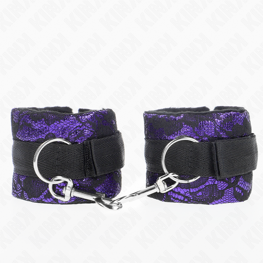Resistenza da polso corta KINK in pizzo di velluto e nylon viola/nero, 23x6,5 cm, con dettagli eleganti e morbidi.