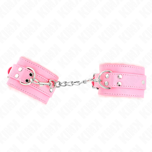 Cavigliera imbottita in pelliccia rosa con cinturino regolabile da 17 a 29 cm, resistente e comoda, marca KINK WRIST RESTRAINT
