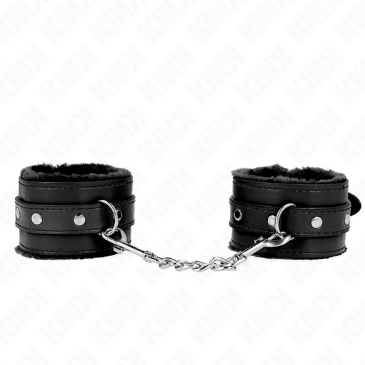 Resistenza da polso KINK Premium in pelle nera con fodera, cinturino regolabile 17-29 cm, robusta e confortevole.