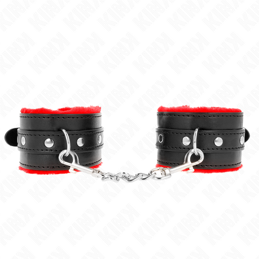 Resistenza da polso KINK in pelliccia rossa con cinturina nera regolabile, lunghezza 17-29 cm, larghezza 6 cm, resistente e confortevole