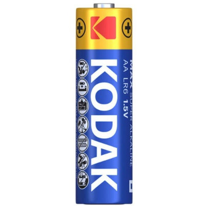 Set di 20 batterie alcaline AA LR6 KODAK, energia affidabile per dispositivi portatili e elettronici domestici.