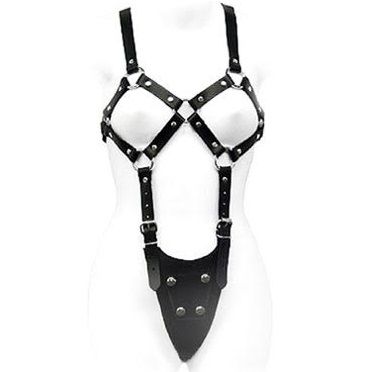 Corpo esposto donna in pelle Leather Body, modello elegante e sensuale, con dettagli in pelle nera e linee raffinate.