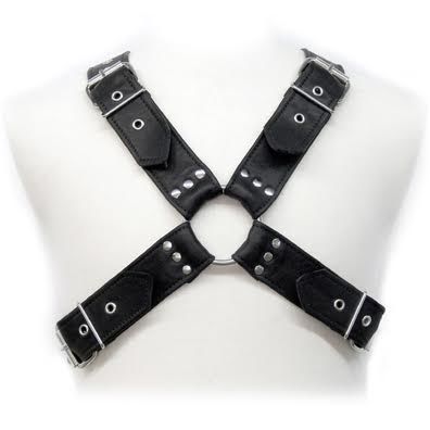 Imbracatura in pelle LEATHER BODY Fibbie, con dettagli regolabili e design elegante, visibile in primo piano nell'immagine.