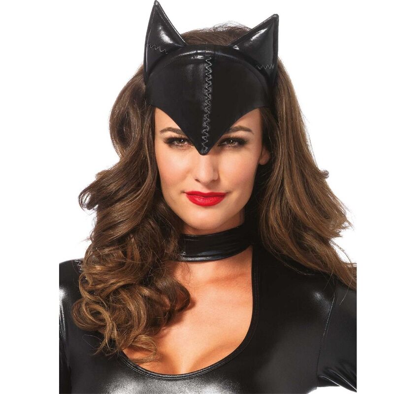 Maschera da donna a forma di gatto nera di LEG AVENUE, accessorio per costumi e feste.