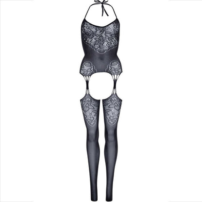 Body stocking in pizzo di LEG AVENUE, elegante e trasparente, con dettagli in pizzo raffinato, perfetta per look seducenti e sofisticati.
