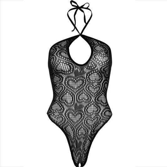 Body senza cuciture nero con collo all'acqua di LEG AVENUE BODYSTOCKINGS, visibile in primo piano nell'immagine.