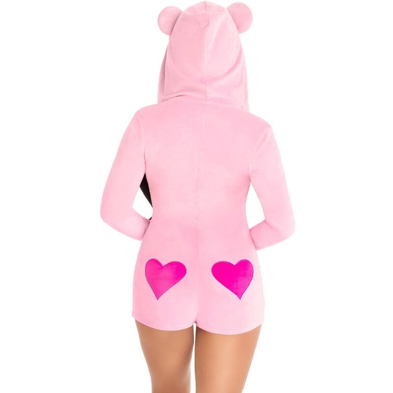 Corpo in velluto rosa con orsetto, costume LEG AVENUE, morbido e comodo, visibile in dettaglio in questa immagine.