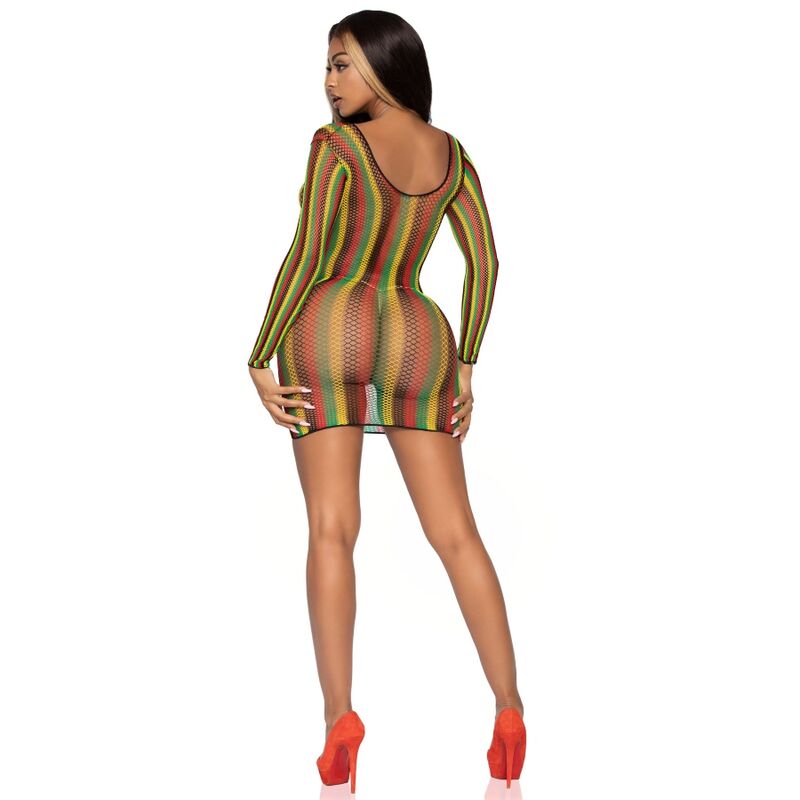 Miniabito rasta LEG AVENUE, vestito corto con stampa a righe, tessuto elasticizzato, stile casual e alla moda.