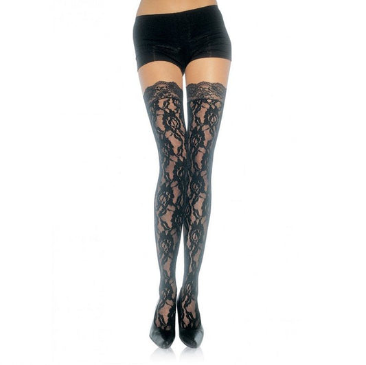 Calze in pizzo floreale LEG AVENUE HOSIERY, eleganti calze sfuse con motivo a fiori, perfette per look femminili e sofisticati.