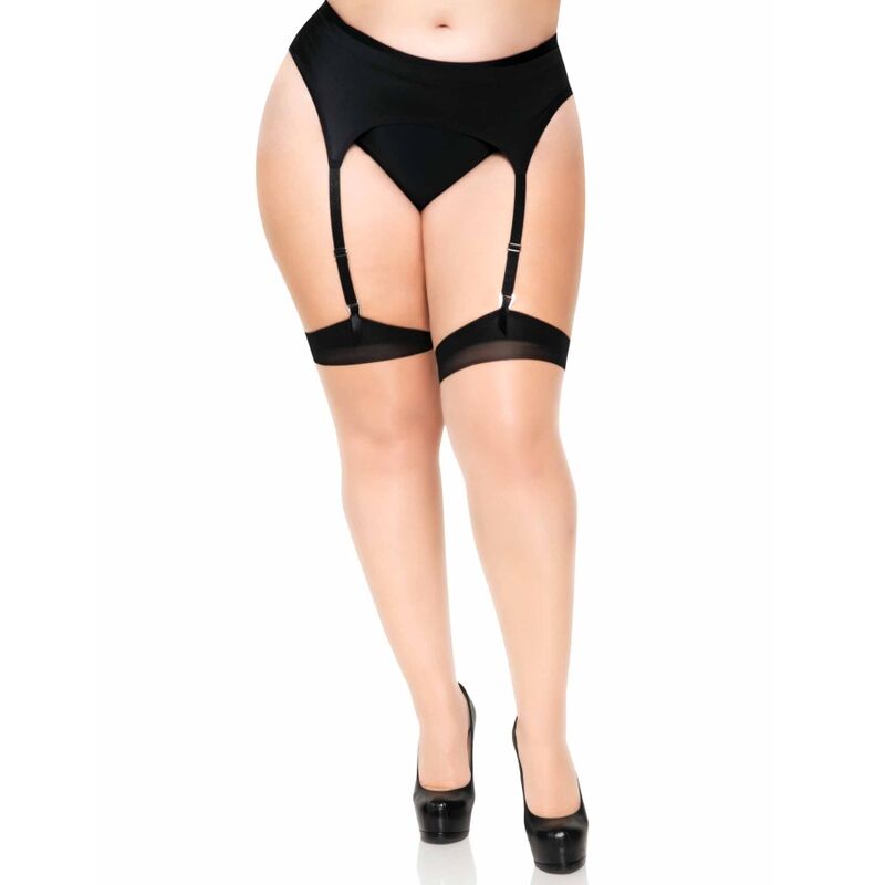 Costume in lycra a due toni con cucitura posteriore e tacco cubano, marca LEG AVENUE HOSIERY, visibile in dettaglio.