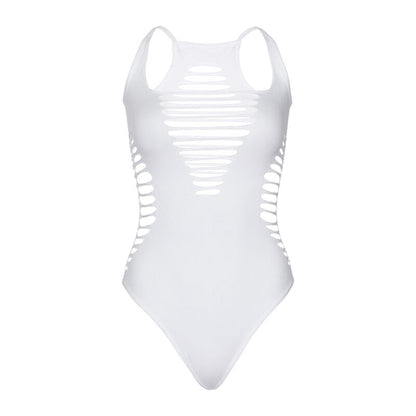 Perizoma nero con schiena scoperta di LEG AVENUE, costume body sexy e aderente, ideale per occasioni speciali.