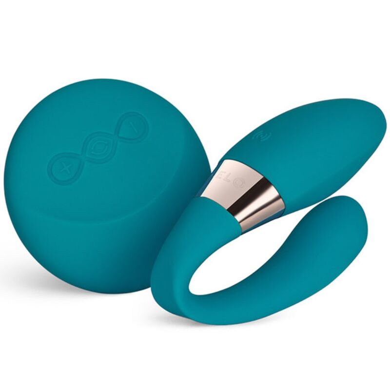 Massaggiatore di coppia LELO Tiani Duo in colore blu, con design ergonomico e doppi motori per il piacere condiviso.