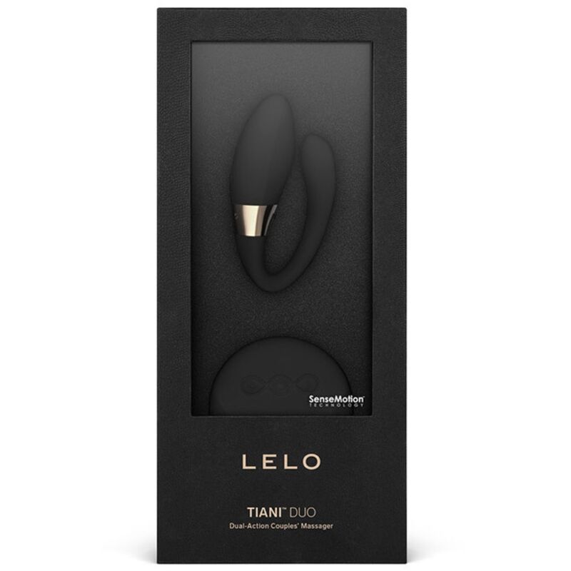 Massaggiatore di coppia LELO Tiani Duo nero, dispositivo per massaggi rilassanti e intimi, con design elegante e compatto.