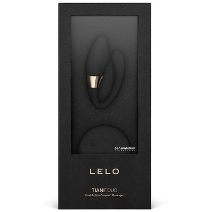 Massaggiatore di coppia LELO Tiani Duo nero, dispositivo per massaggi rilassanti e intimi, con design elegante e compatto.