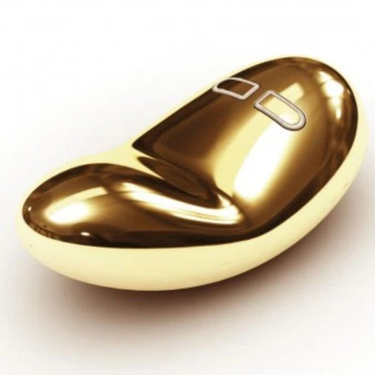Masturbatore LELO YVA con vibrazione dorata, dettagli realistici e superficie liscia, design elegante e compatto.