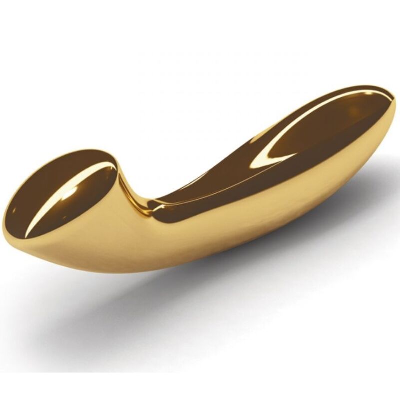 Massaggiatore vibrante LELO Olga in oro, design elegante e tecnologia avanzata, visibile con dettagli di superficie lucida.