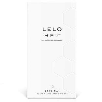 Scatola di preservativi HEX di LELO con 12 unità, confezione elegante e compatta per preservativi di alta qualità.