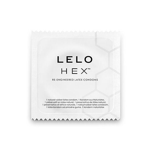 Scatola di preservativi HEX di LELO con 12 unità, confezione elegante e compatta per protezione affidabile.
