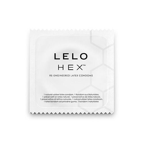 Scatola di preservativi LELO HEX con 36 unità, confezione elegante e sicura, con design compatto e chiusura sigillata.