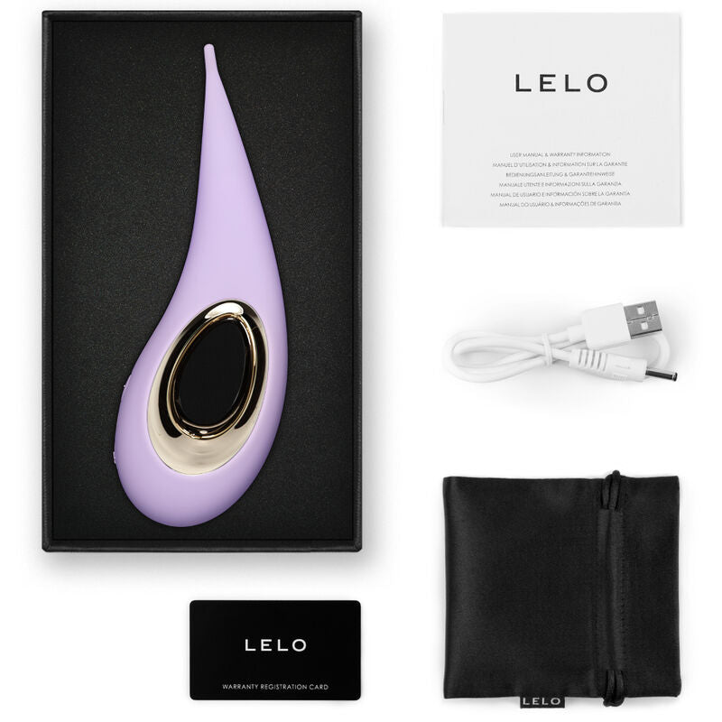 Stimolatore clitoride LELO Dot lilla con design compatto e morbido, ideale per piacere e relax.