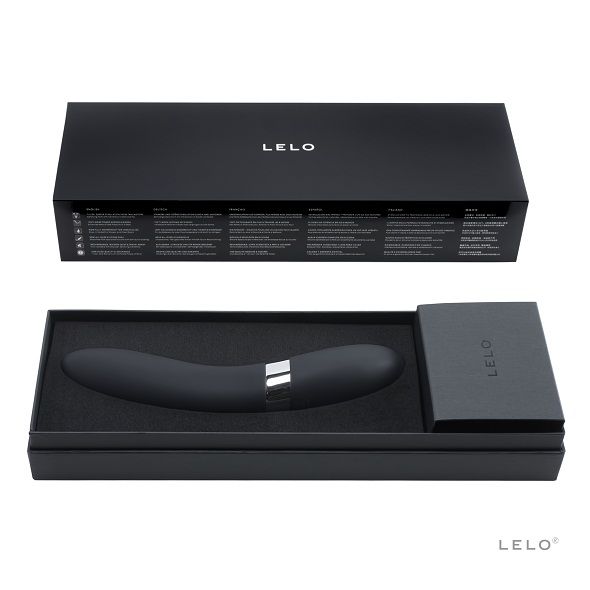Vibratore Elise 2 nero di LELO, elegante e innovativo, con design ergonomico e superfici lisce per stimolazione piacevole.
