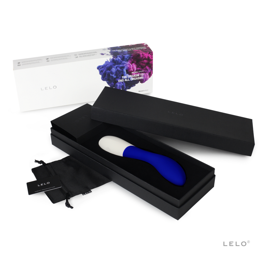 Vibratore LELO Mona Wave blu notte con design ergonomico e onde sensoriali, ideale per stimolazione e piacere personale.