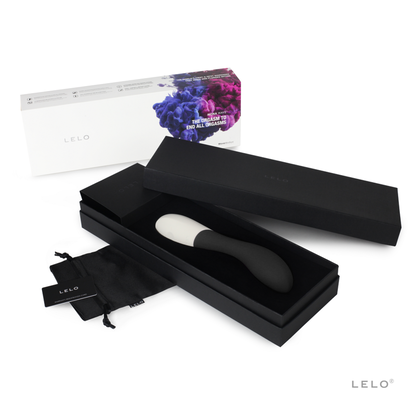 Vibratore nero LELO Mona Wave con design ergonomico e superficie ondulata, ideale per stimolazione.