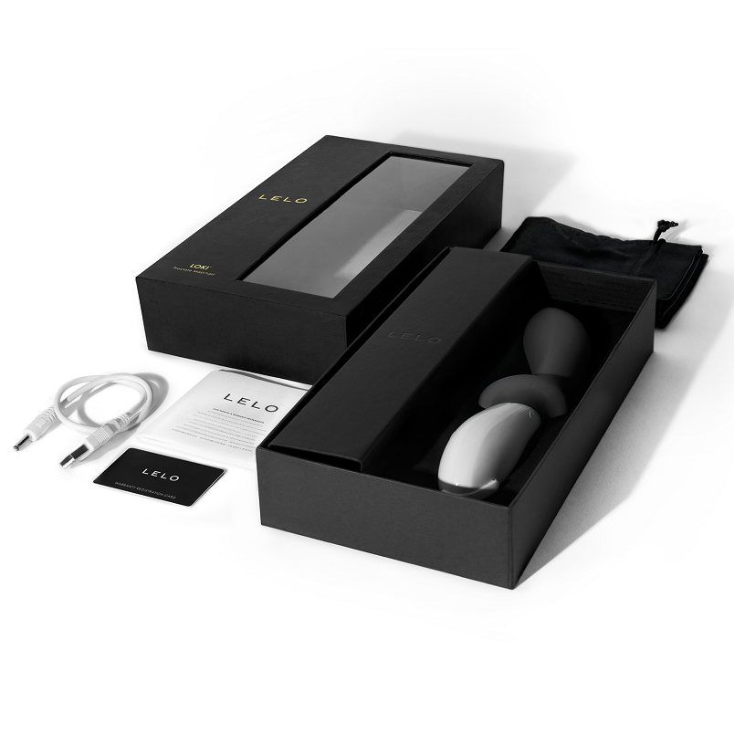 Vibratore prostatico nero LELO Loki con design elegante e dettagli realistici, ideale per stimolazione prostatica.