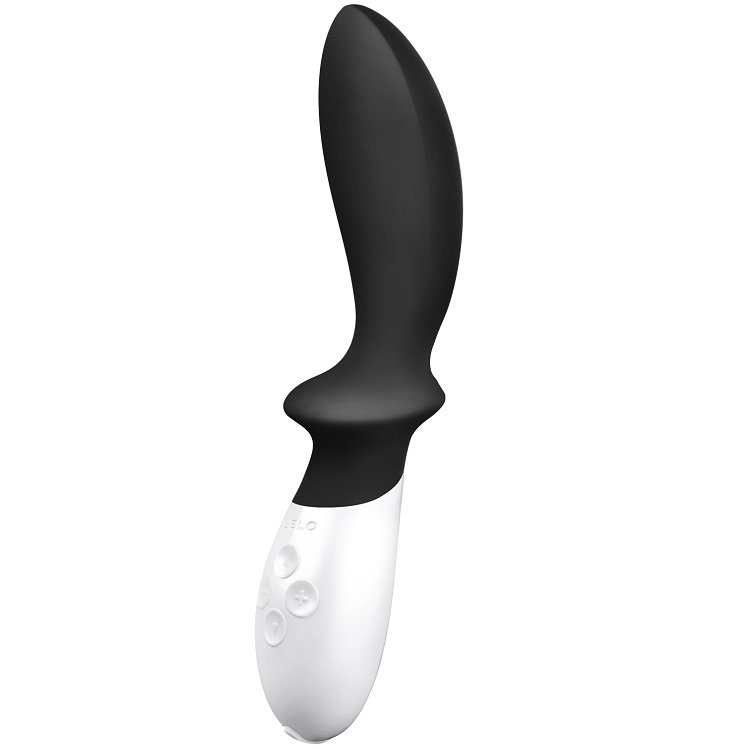 Vibratore prostatico nero LELO Loki, design elegante e realistico, evidenziato con dettagli anatomici e superficie liscia.