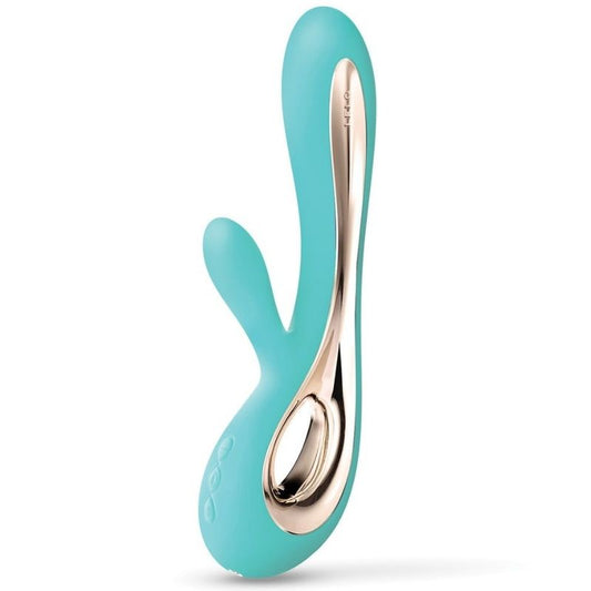 Vibratore rabbit LELO Soraya 2 Aqua con design ergonomico e dettagli in silicone, ideale per stimolazione clitoridea e interna.