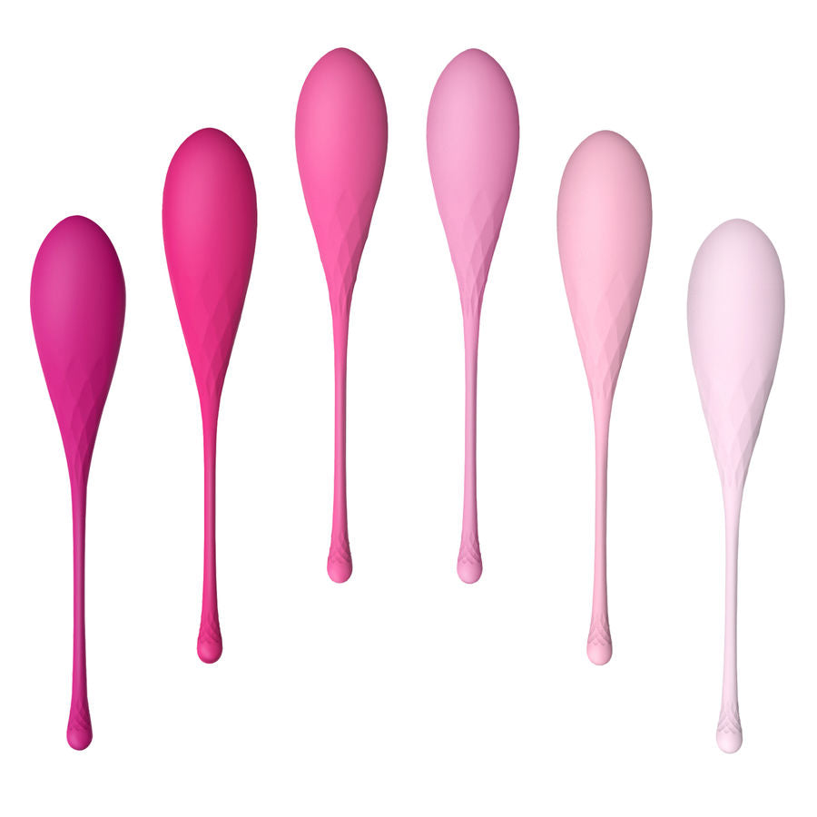 Set di 6 pesi LESLIE per allenamento muscoli pelvici Kegel Fit, inclusi nel kit per rafforzare i muscoli pelvici.