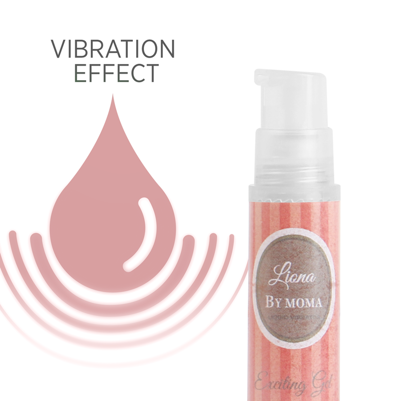 Gel vibratore eccitante LIONA BY MOMA, liquido stimolante da 6 ml, bottiglia con etichetta e tappo, prodotto per il piacere.