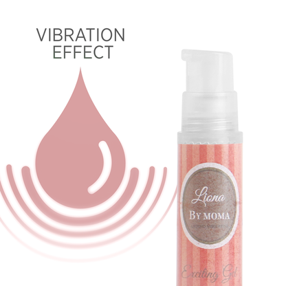 Gel vibratore eccitante LIONA BY MOMA, liquido stimolante da 6 ml, bottiglia con etichetta e tappo, prodotto per il piacere.