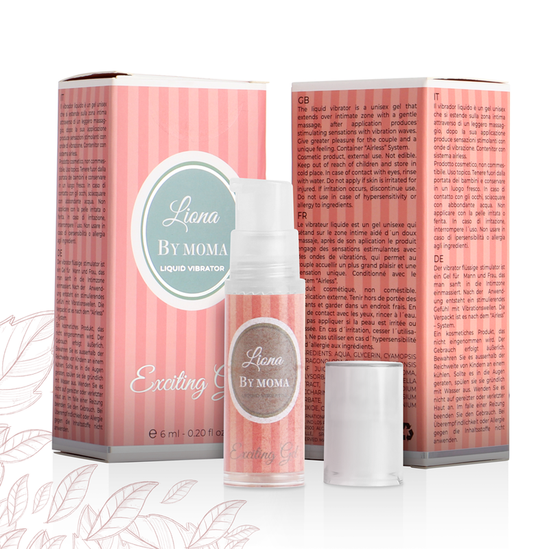 Gel vibratore eccitante LIONA BY MOMA in flacone da 6 ml, lubrificante stimolante per uso intimo.