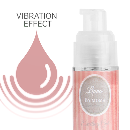 Gel eccitante liquido LIONA BY MOMA, vibratore femminile, bottiglia da 15 ml, prodotto per il benessere intimo.