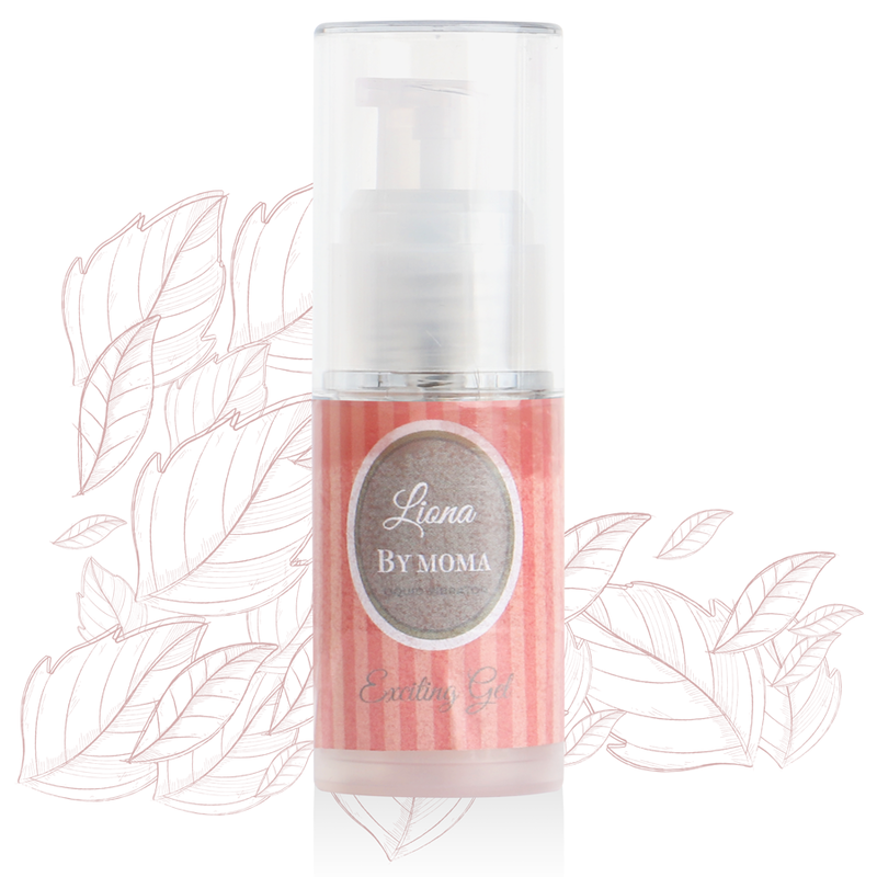 Gel liquido eccitante LIONA BY MOMA, vibratore in evidenza, contenuto da 15 ml, ideale per stimolazione e piacere.