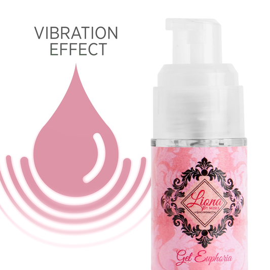 Vibratore liquido Euphoria Gel da 15 ml di Liona by MOMA, flacone con etichetta e tappo, prodotto per il benessere e il piacere.