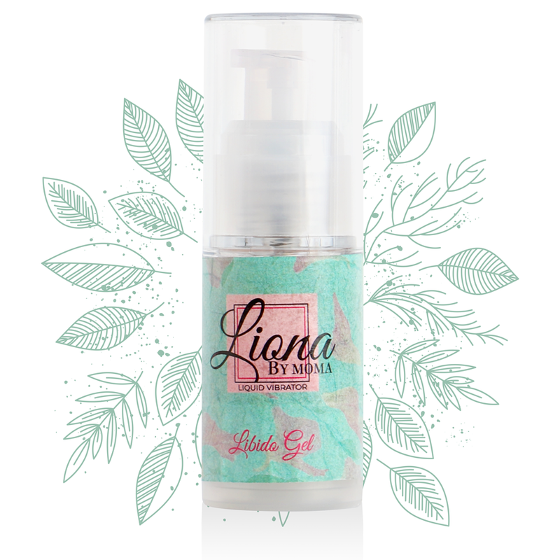 Gel liquido libido Liona by MOMA, flacone da 15 ml con etichetta e tappo, per stimolazione e piacere.
