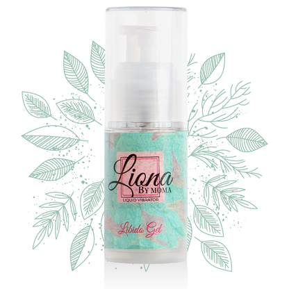 Gel liquido libido Liona by MOMA, flacone da 15 ml con etichetta e tappo, per stimolazione e piacere.