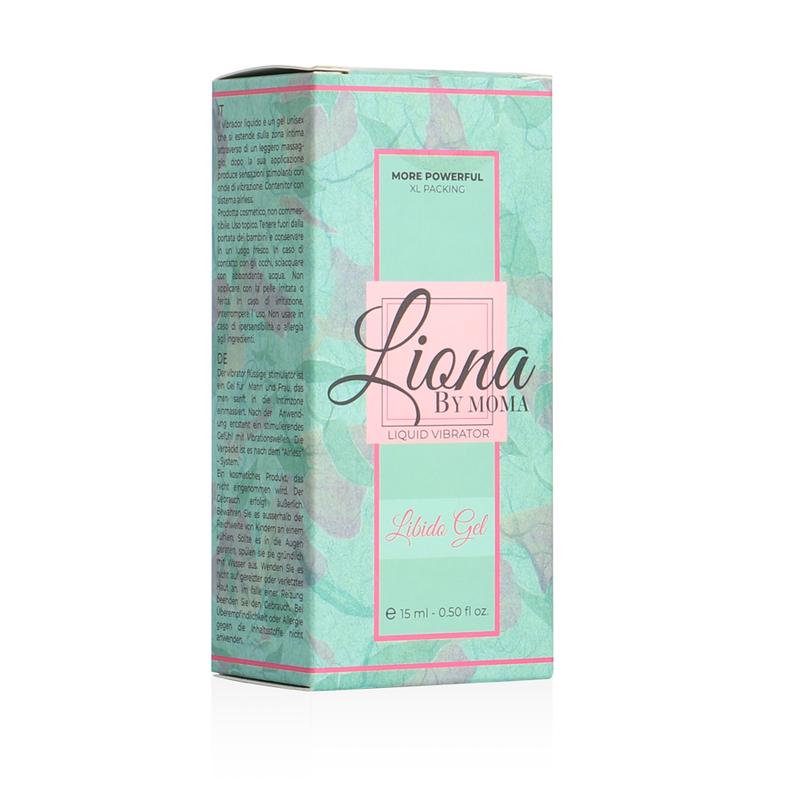 Gel liquido LIONA BY MOMA per libido, flacone da 15 ml, vibratore liquido stimolante per il piacere.